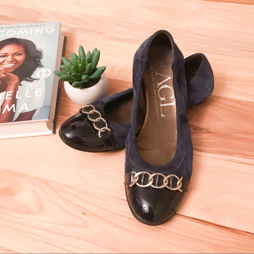AGL Midnight Blue Suede Flats